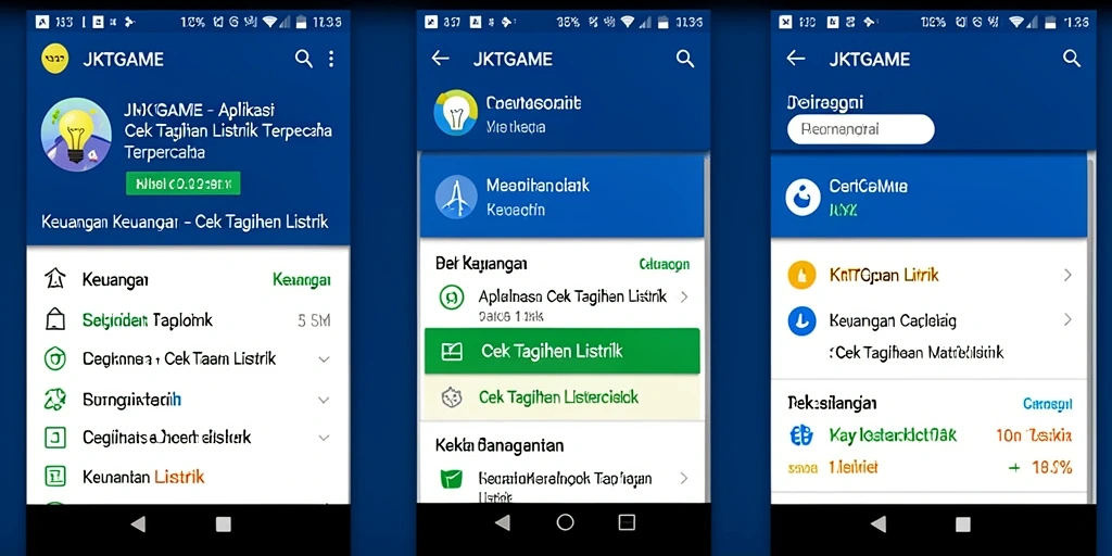 Tampilan antarmuka aplikasi Cek Tagihan Listrik JKTGAME.
