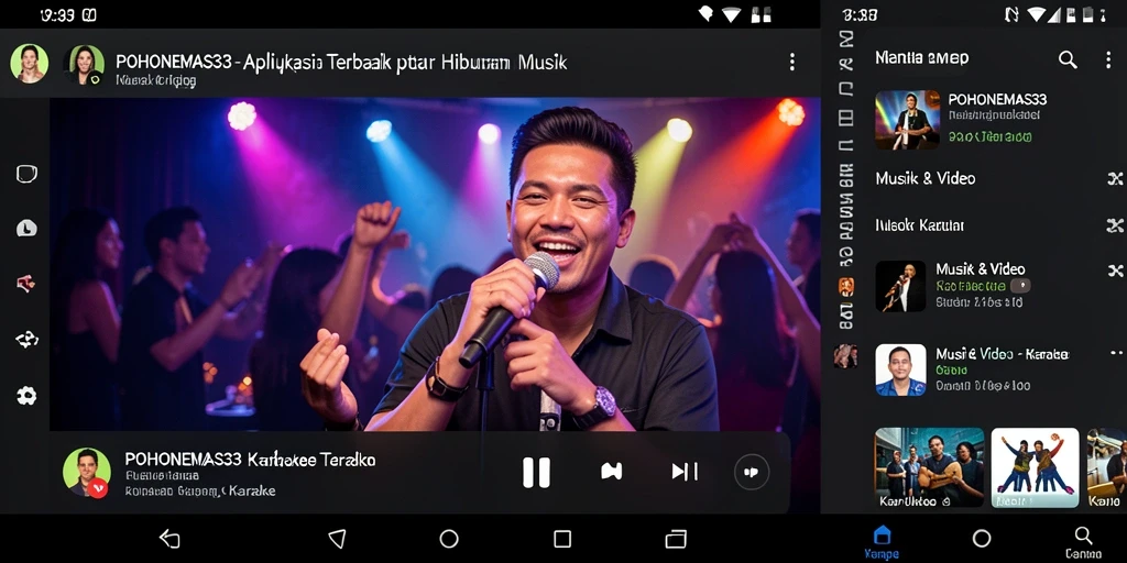Antarmuka aplikasi POHONEMAS33 dengan fungsi Karaoke yang menarik.