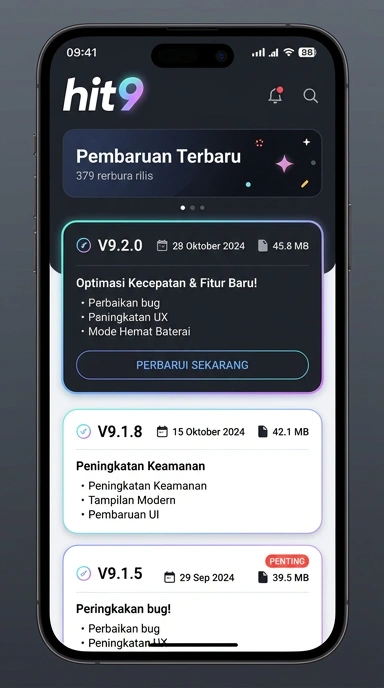 Tampilan riwayat versi hit9